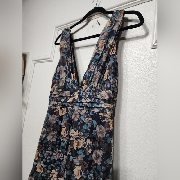 Lulus Sweeping Sensation Black Floral Print Organza Pleated Maxi Dress S Wedding - Picture 7 of 10